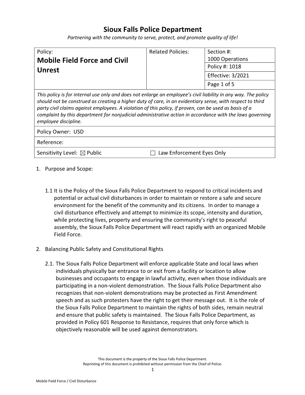 Mobile Field Force and Civil Disobedience