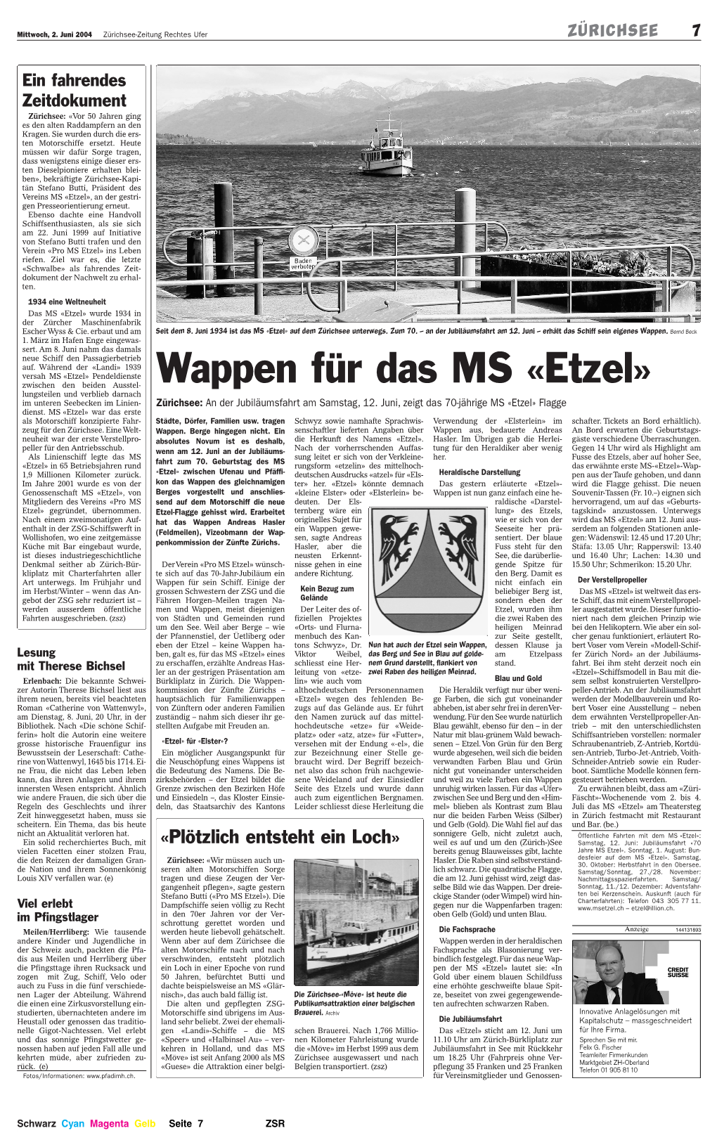 Wappen Für Das MS «Etzel»