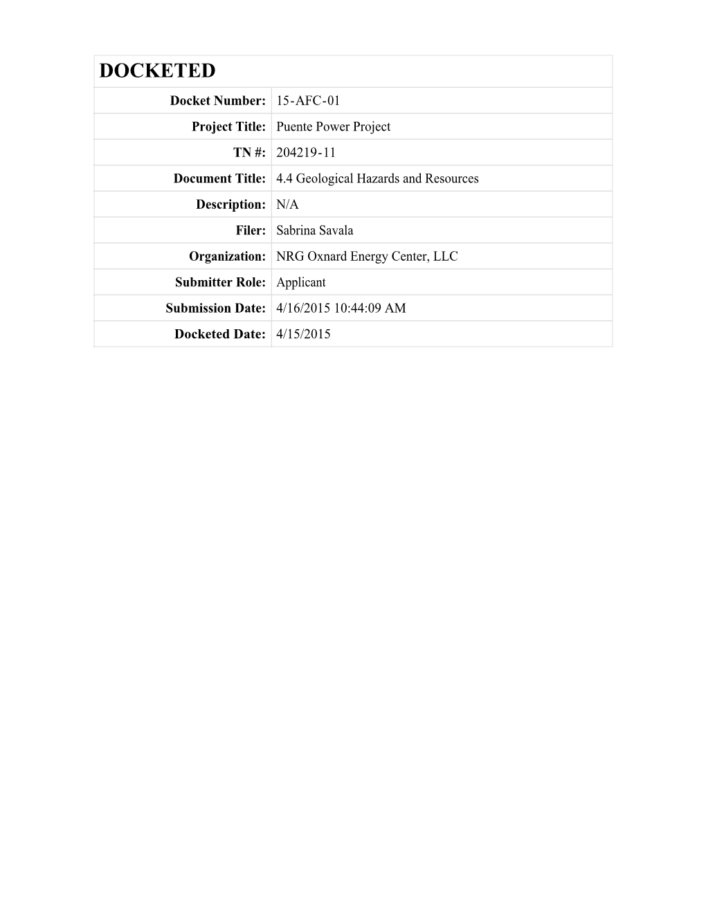 4.4 Geological Hazards and Resources