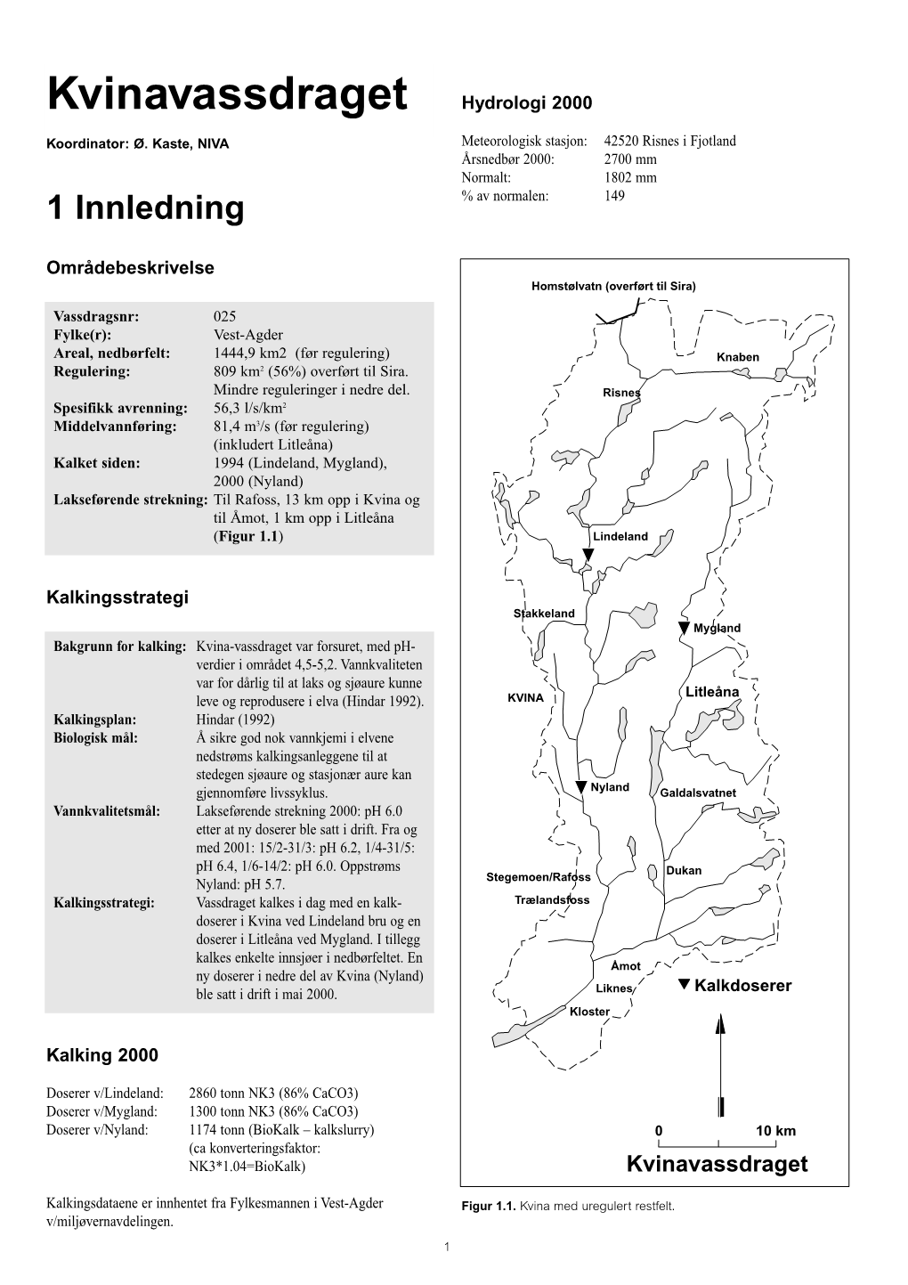 Kvinavassdraget Hydrologi 2000