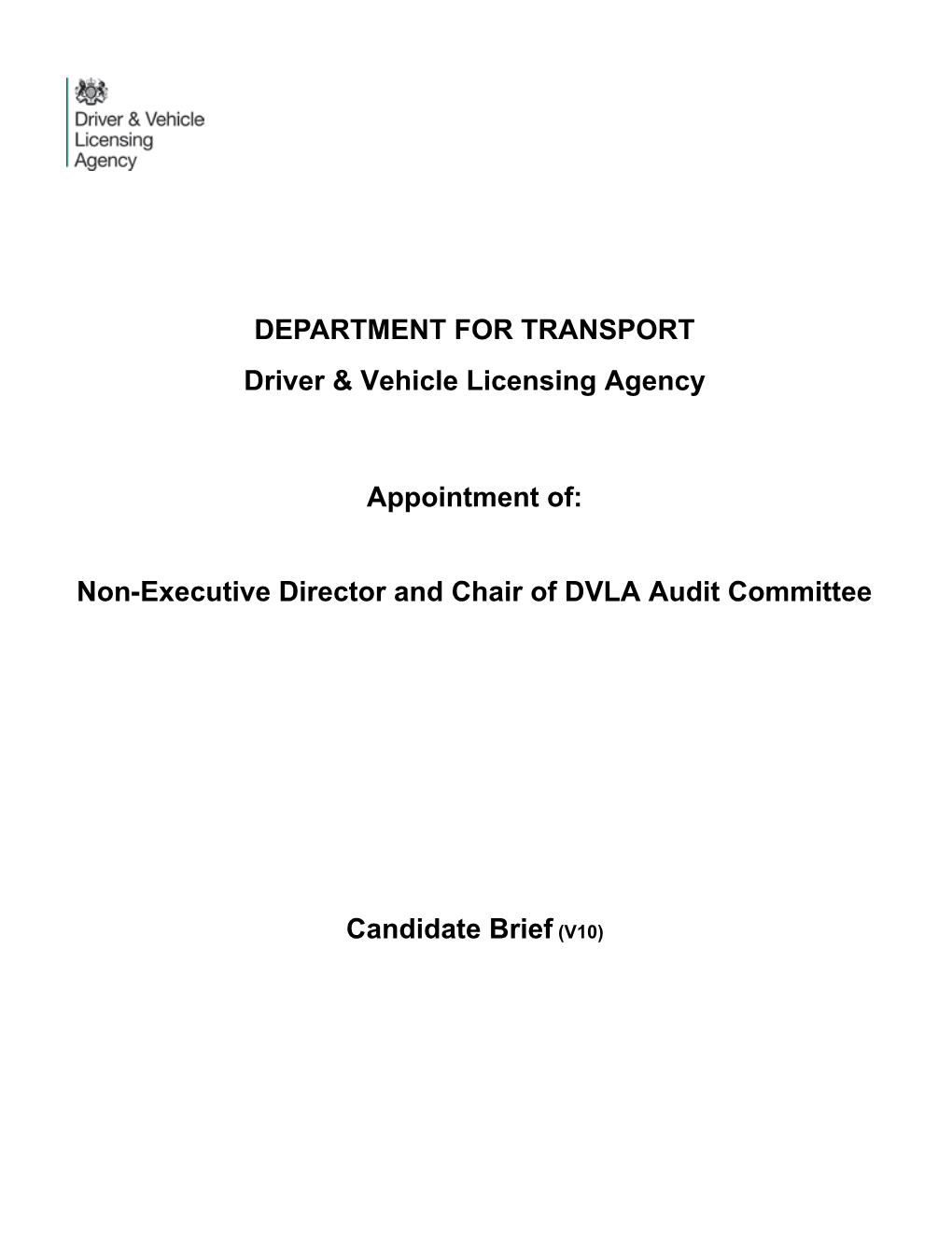 Non-Executive Director and Chair of DVLA Audit Committee