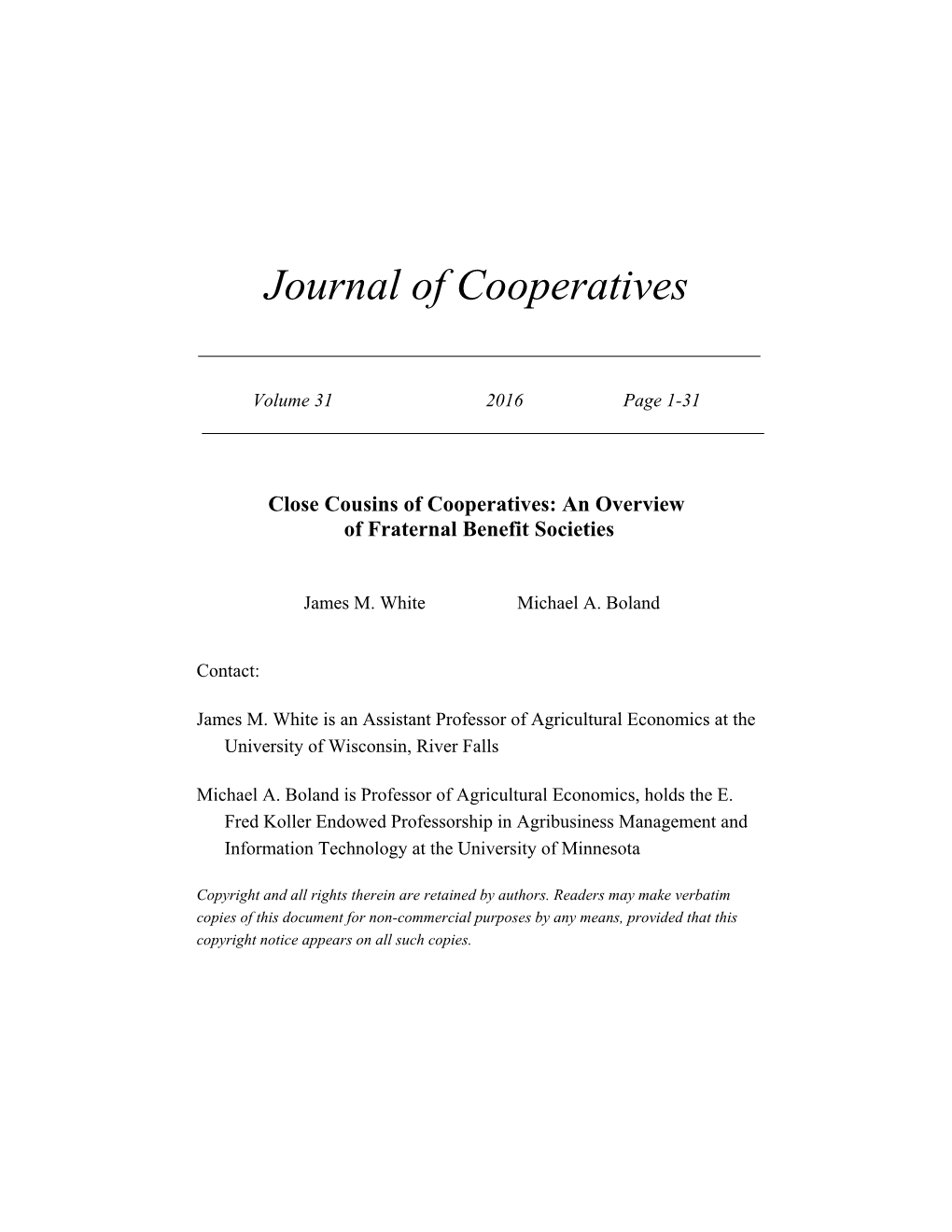 Journal of Cooperatives