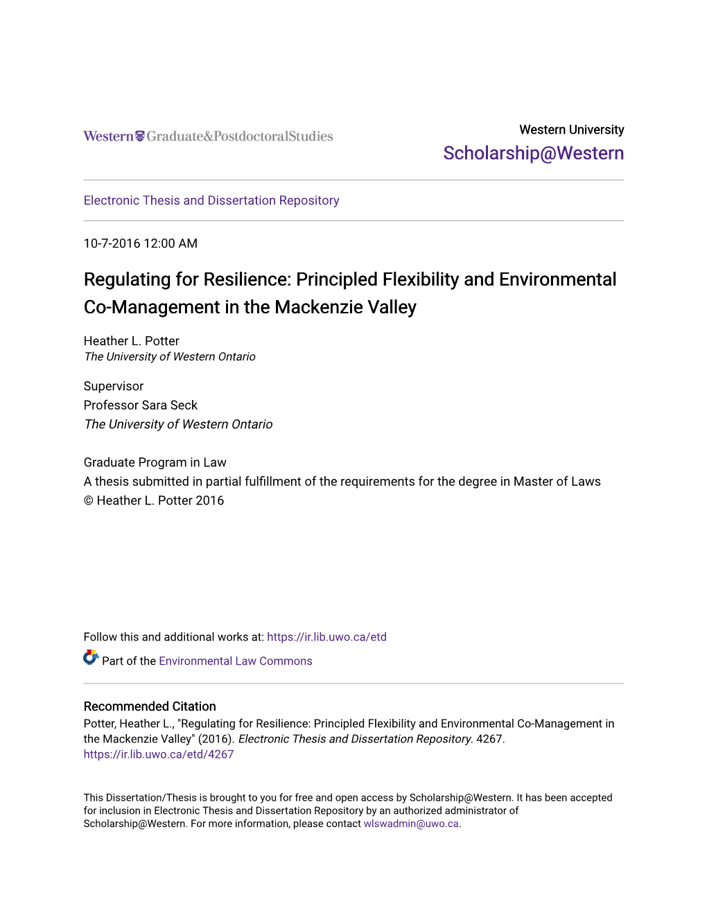 Principled Flexibility and Environmental Co-Management in the Mackenzie Valley