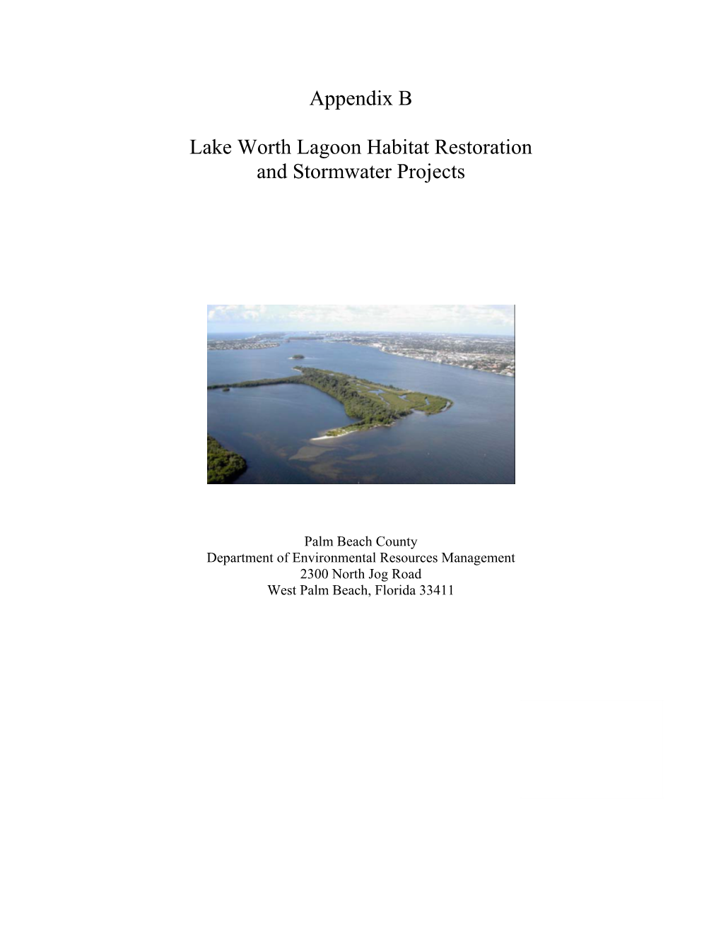 Appendix B Lake Worth Lagoon Habitat Restoration and Stormwater Projects