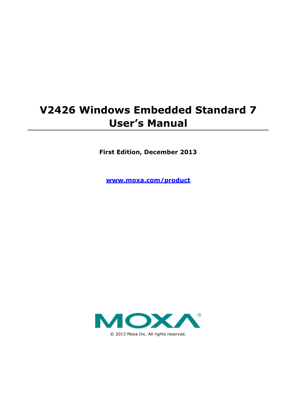 V2426 Windows Embedded Standard 7 User's Manual