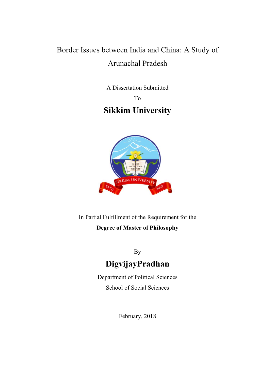 Sikkim University Digvijaypradhan