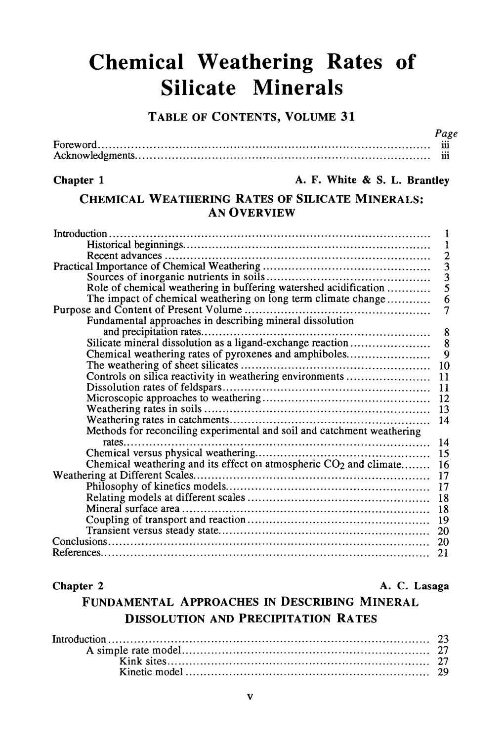 Chemical Weathering Rates of Silicate Minerals