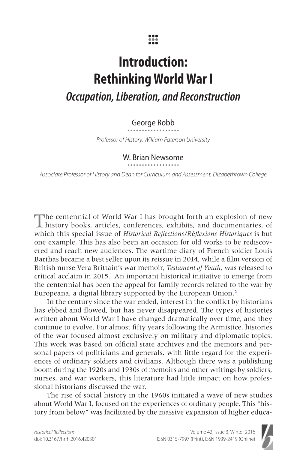 Rethinking World War I Occupation, Liberation, and Reconstruction