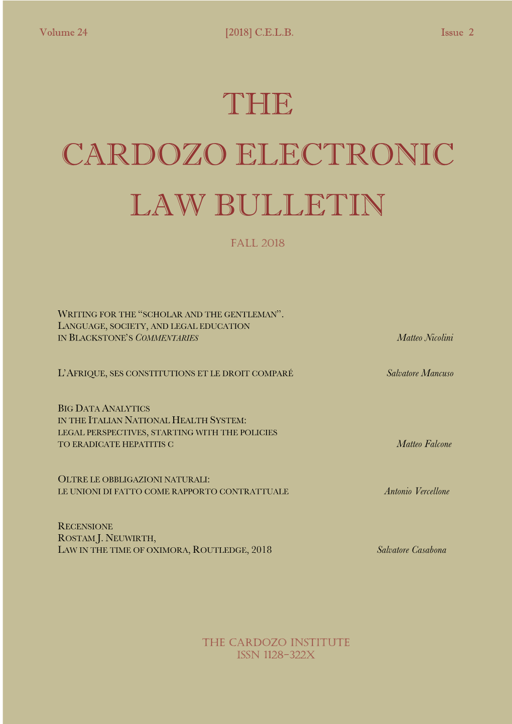 The Cardozo Electronic Law Bulletin