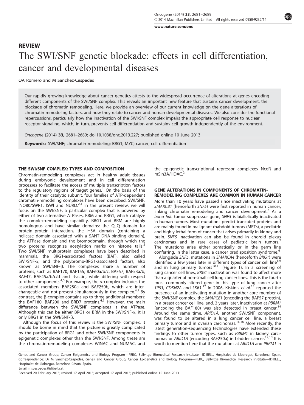 Effects in Cell Differentiation, Cancer and Developmental Diseases