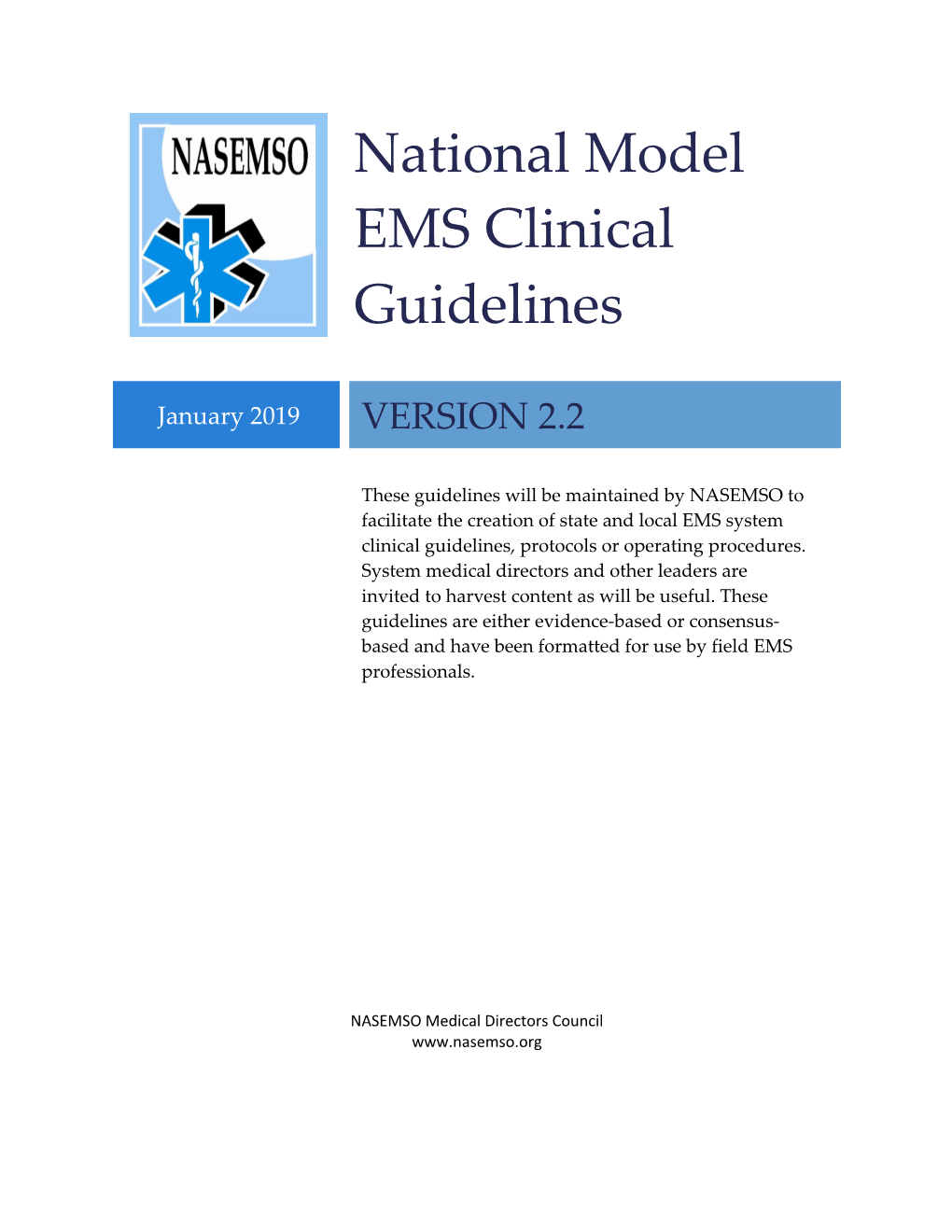 National Model EMS Clinical Guidelines (NASEMSO)