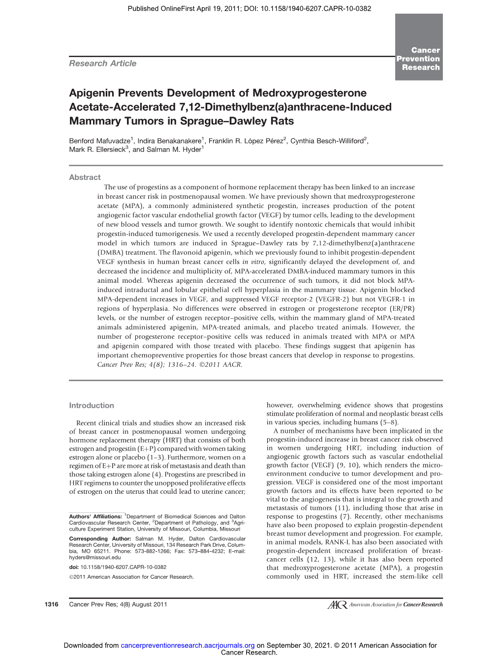 Anthracene-Induced Mammary Tumors in Sprague–Dawley Rats