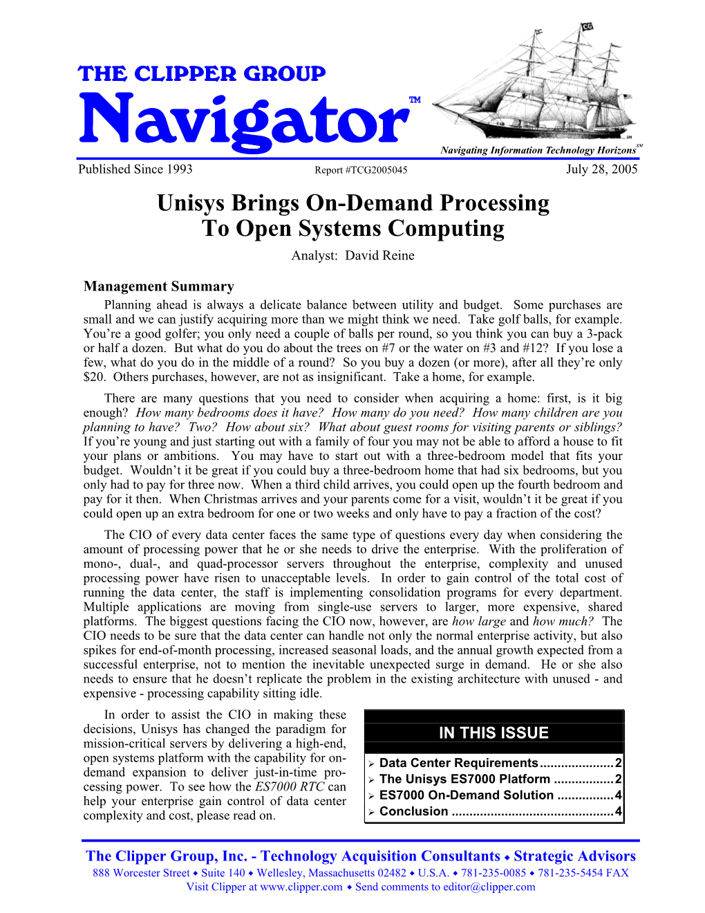 Unisys Brings On-Demand Processing to Open Systems Computing