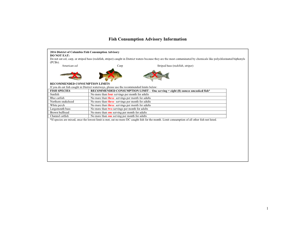 2016 Fish Consumption Advisory