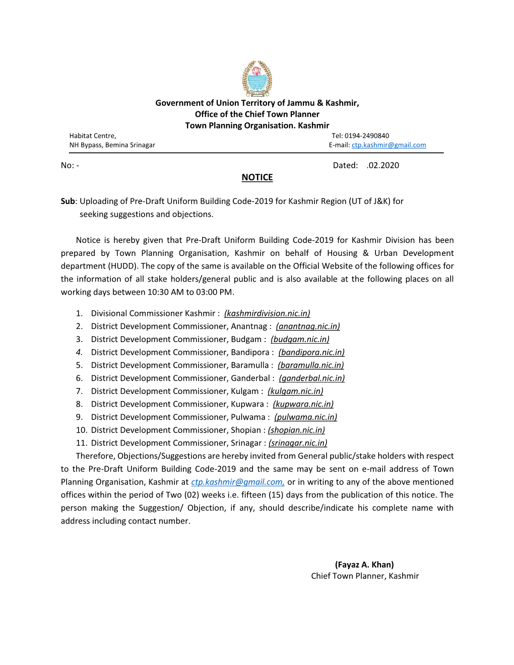 Pre-Draft Uniform Building Code-2019 for Kashmir Region For