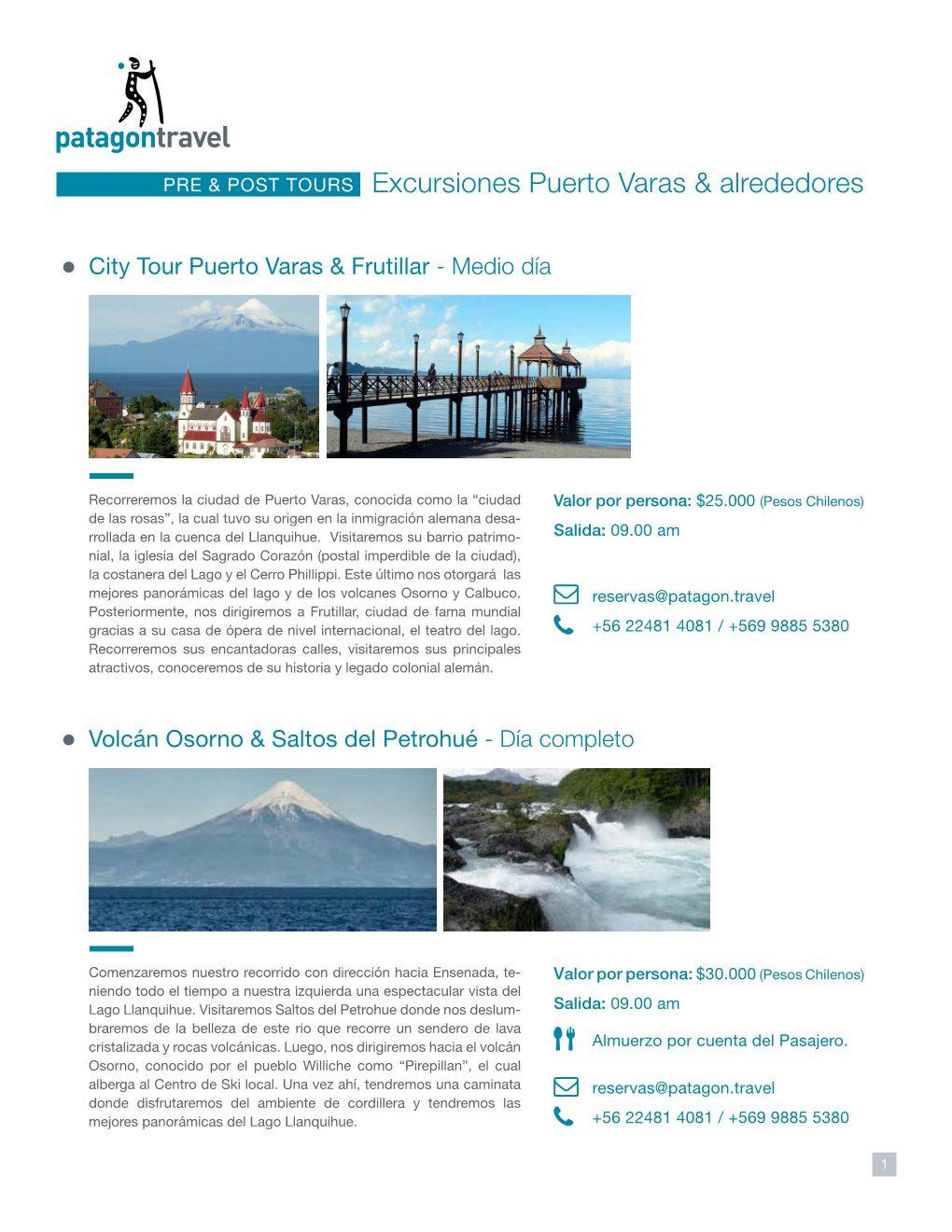 PRE & POST TOURS Excursiones Puerto Varas & Alrededores