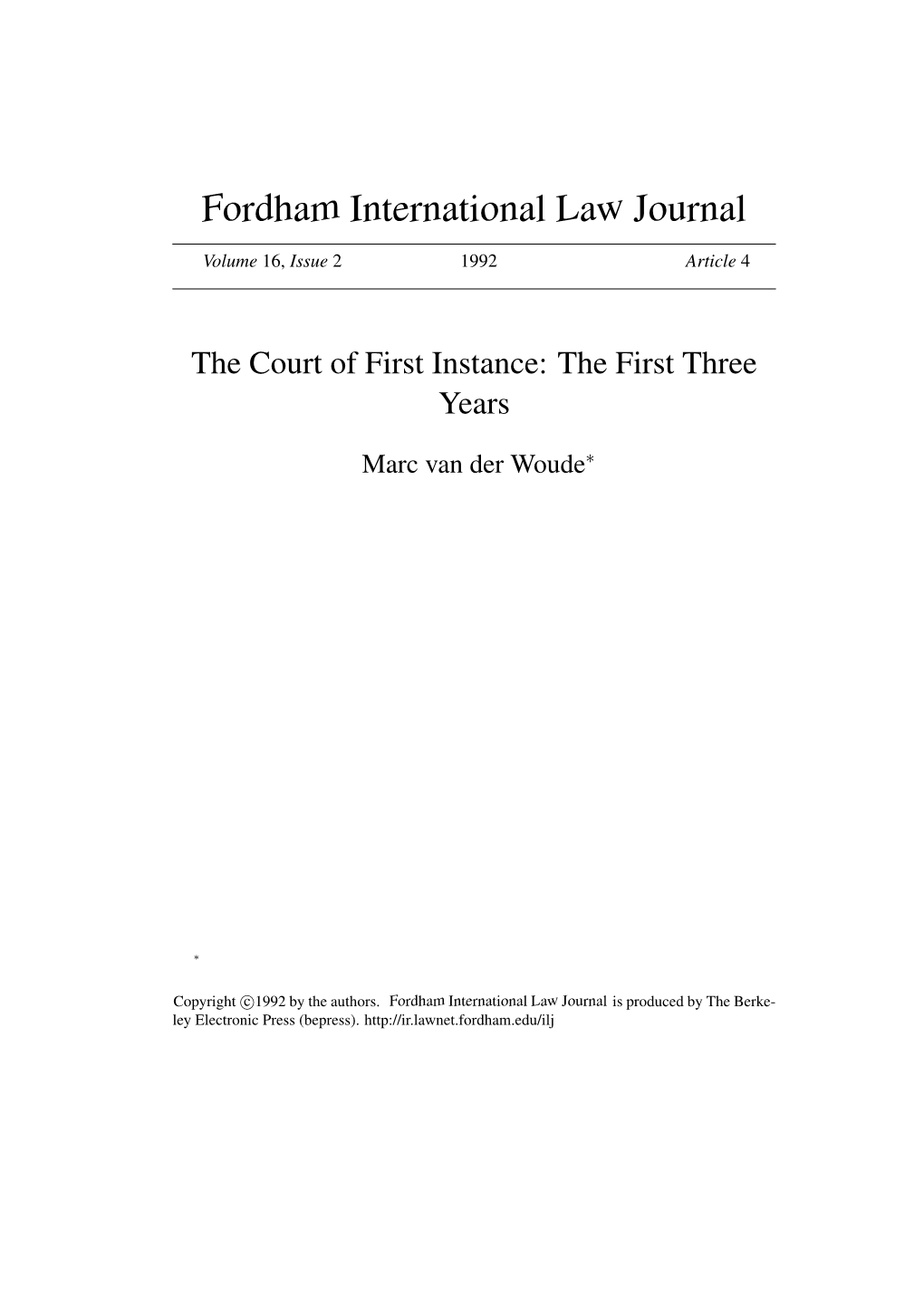 The Court of First Instance: the First Three Years