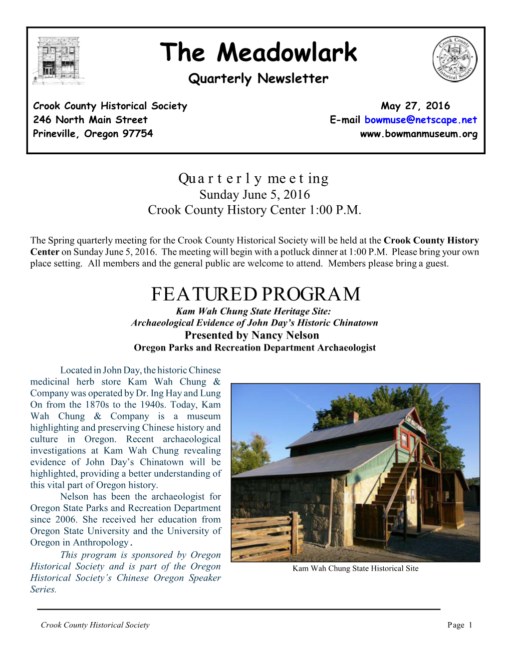 The Meadowlark Quarterly Newsletter