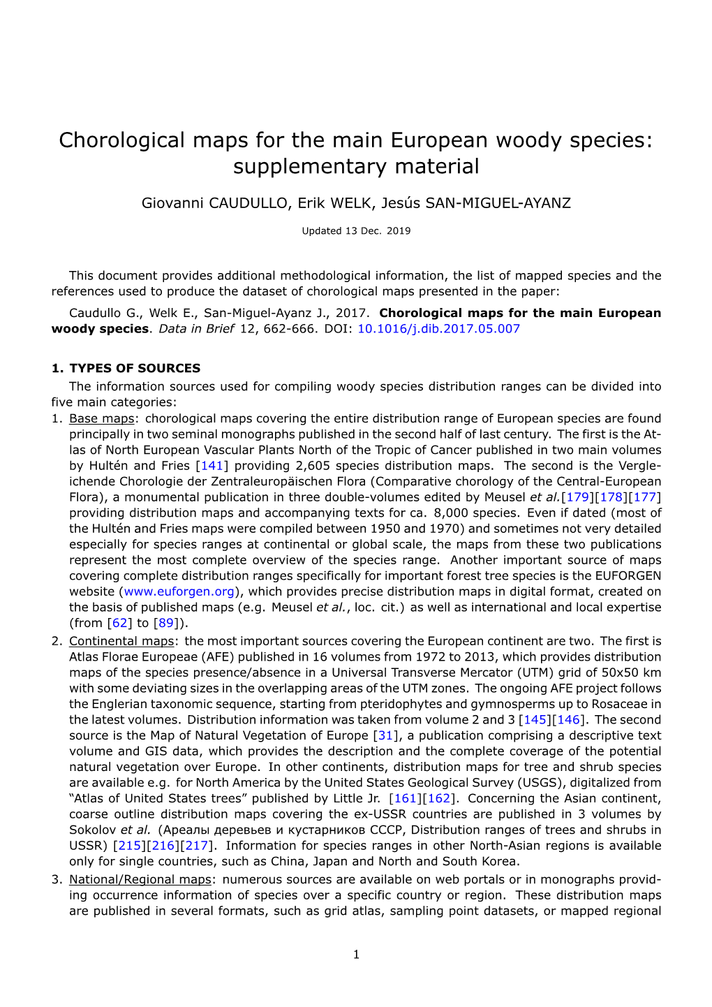 Chorological Maps for the Main European Woody Species: Supplementary Material