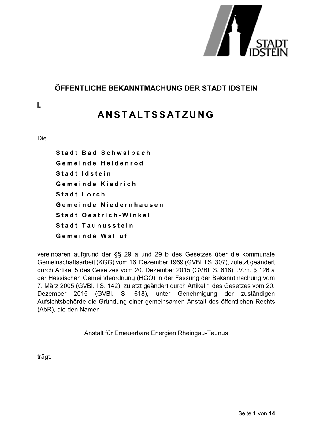 Anstaltssatzung