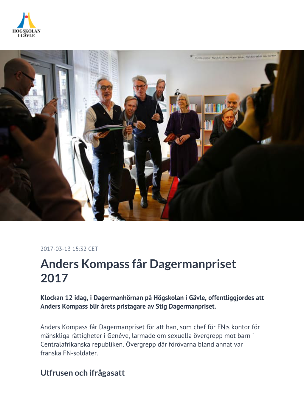 Anders Kompass Får Dagermanpriset 2017