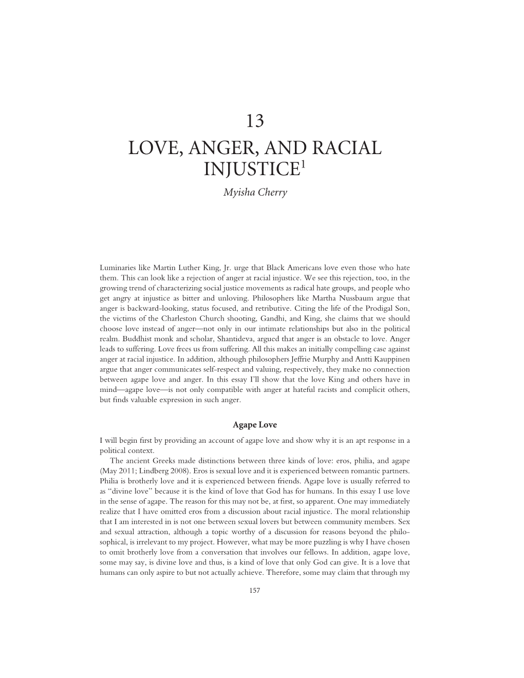 13 LOVE, ANGER, and RACIAL INJUSTICE1 Myisha Cherry