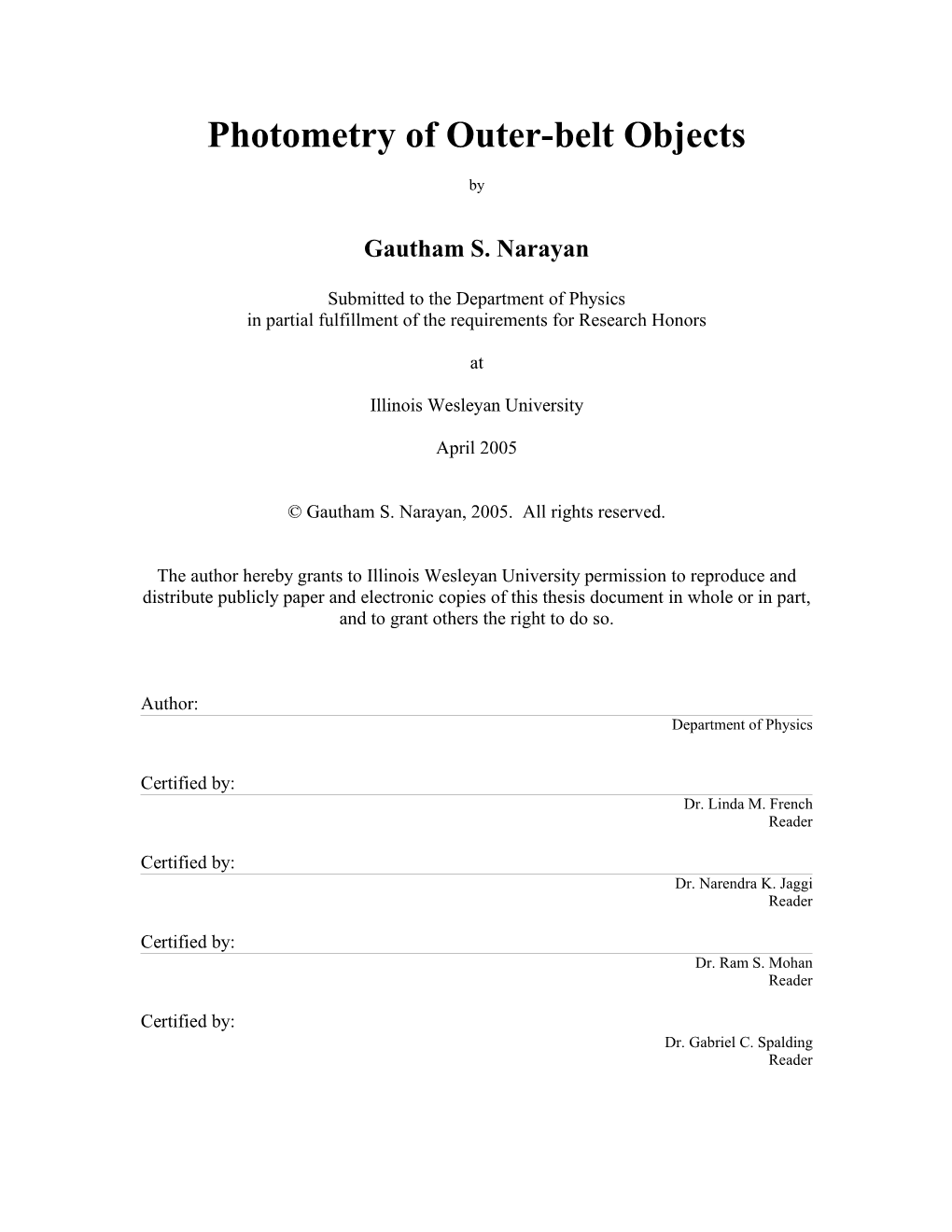 Photometry of Outer-Belt Objects