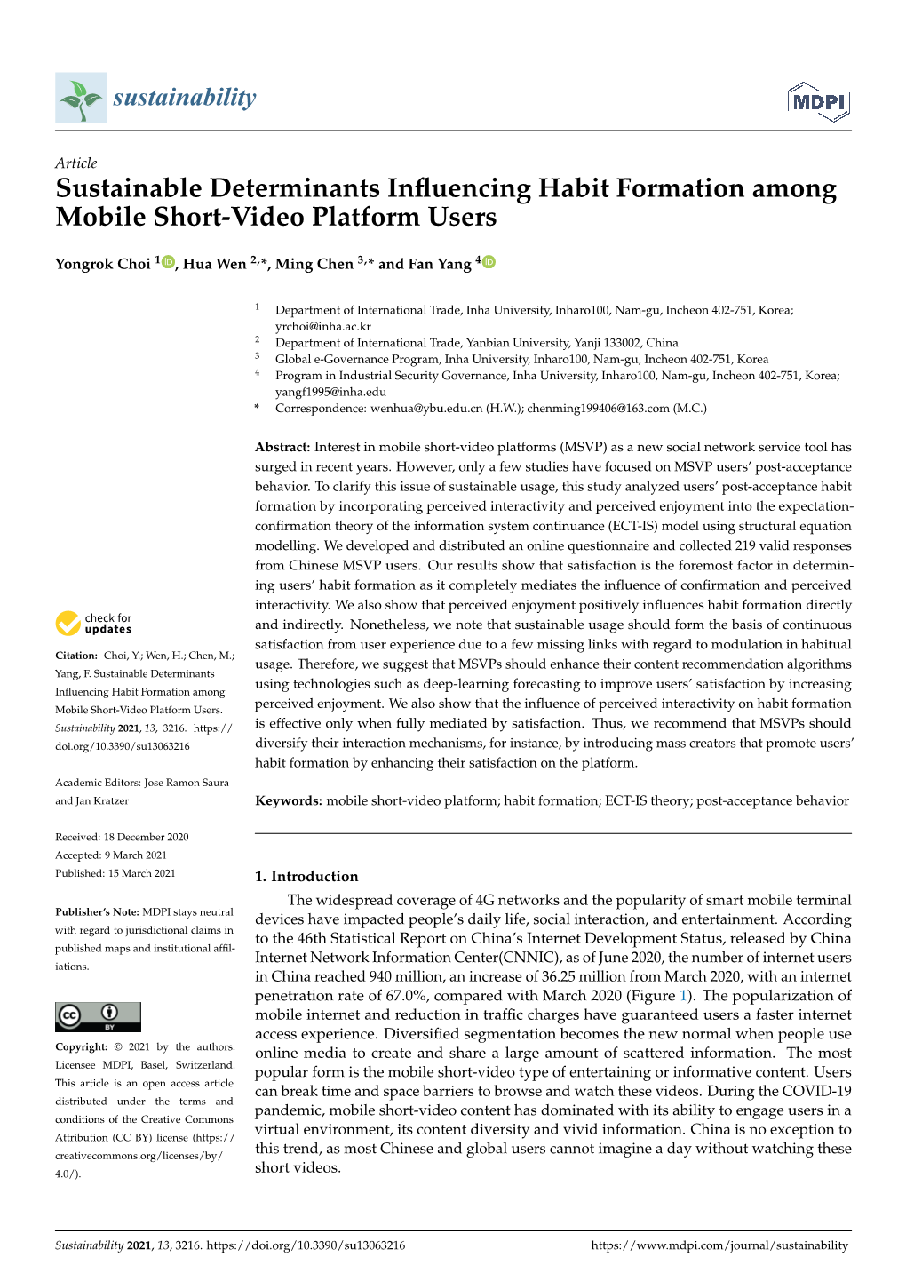 Sustainable Determinants Influencing Habit Formation Among Mobile