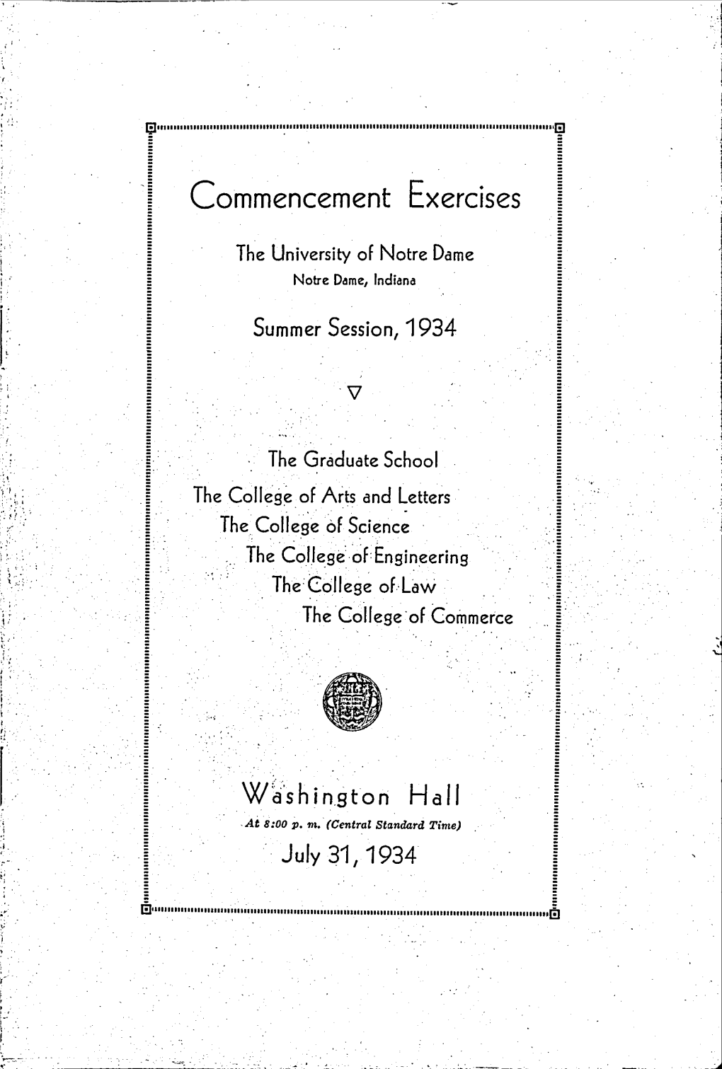 1934-07-31 University of Notre Dame Commencement Program