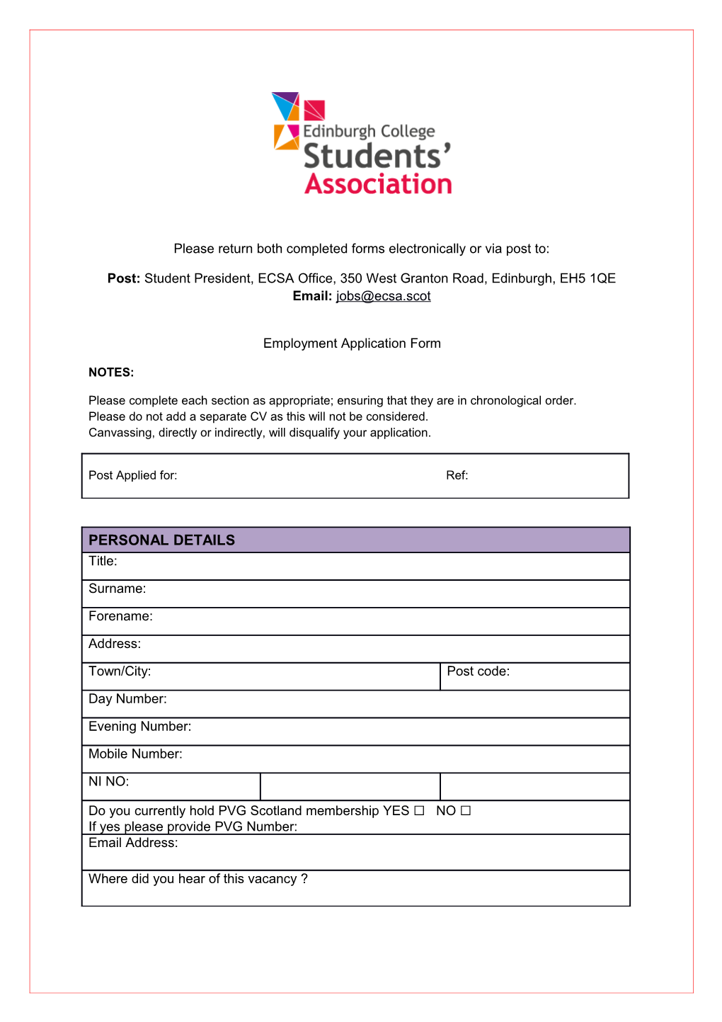 Please Return Both Completed Forms Electronically Or Via Post To