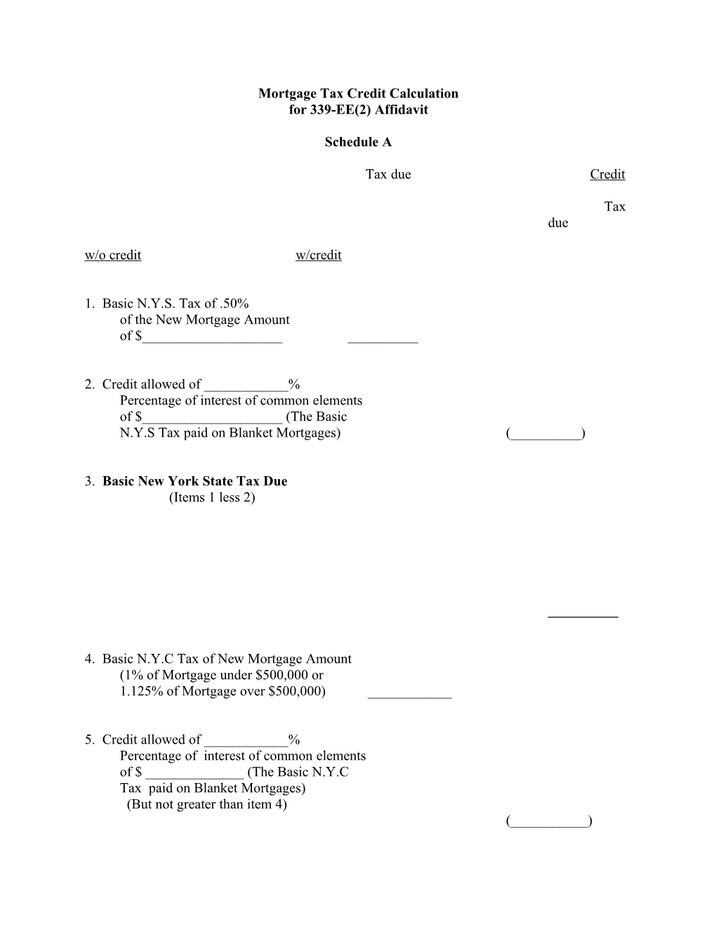 Mortgage Tax Credit Calculation