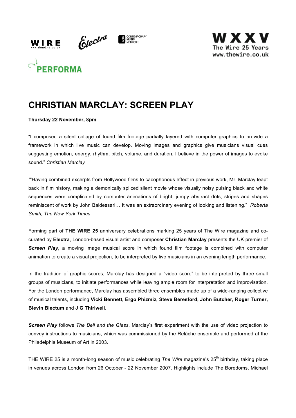 Christian Marclay: Screen Play