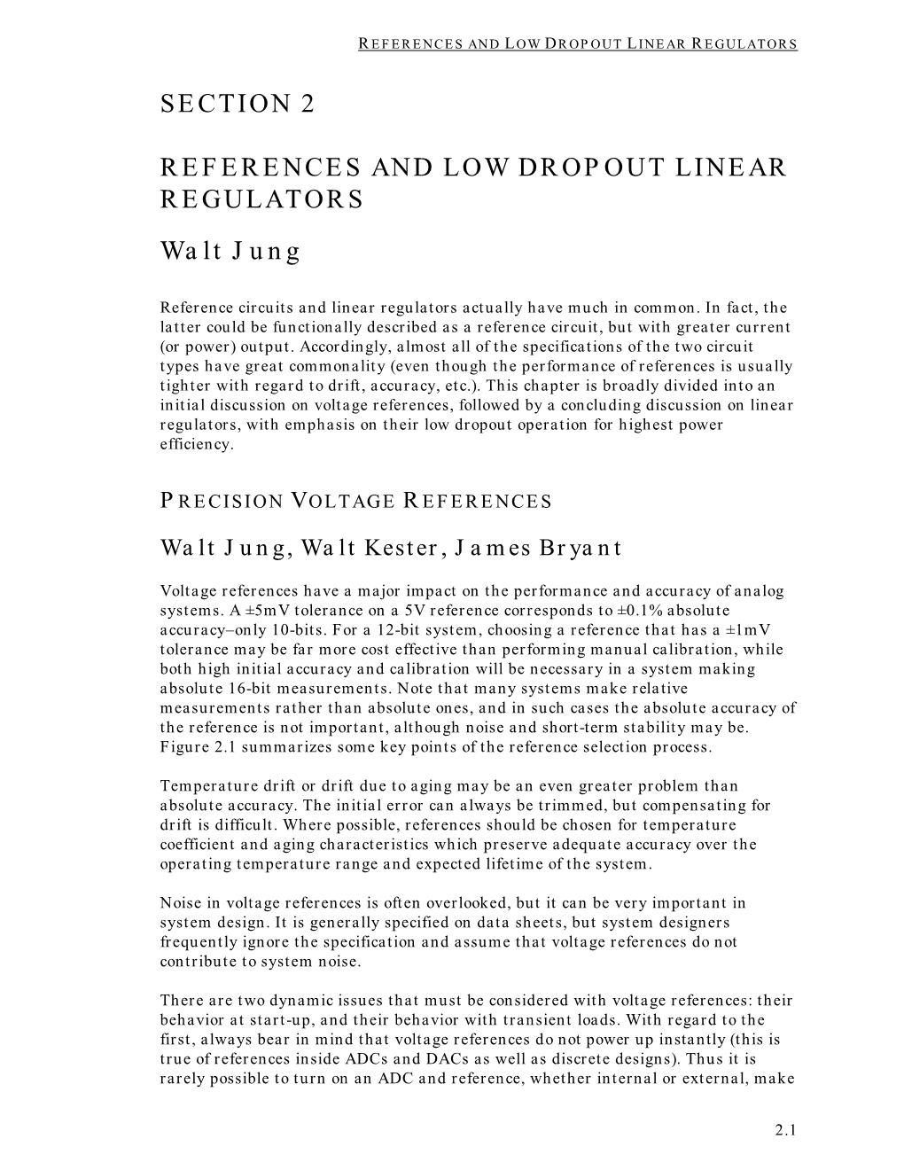 Section 2: References and Low Dropout Linear Regulators