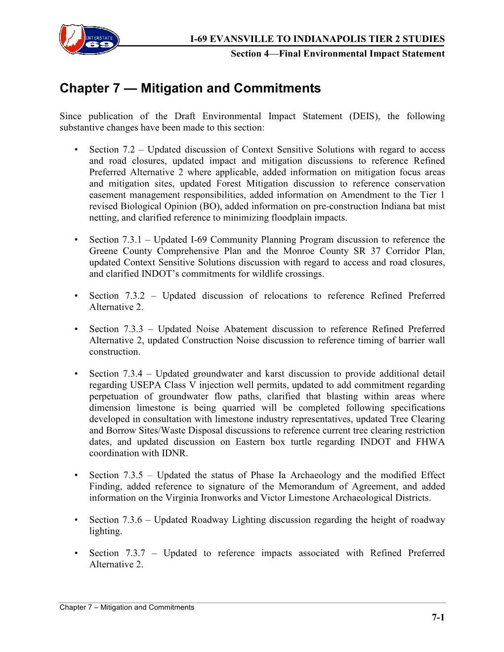 Chapter 7 — Mitigation and Commitments