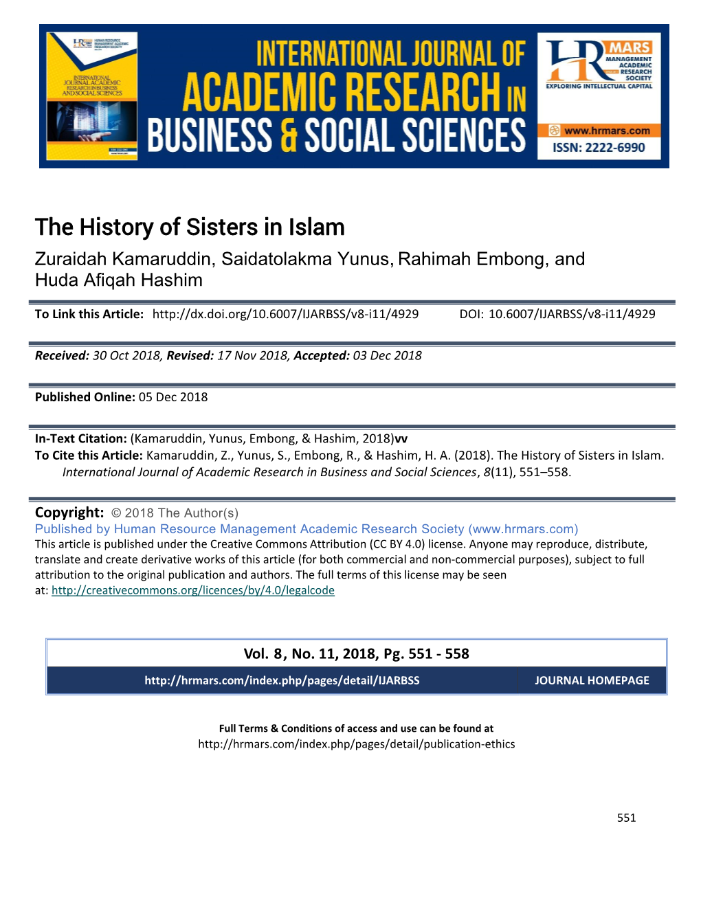 The History of Sisters in Islam