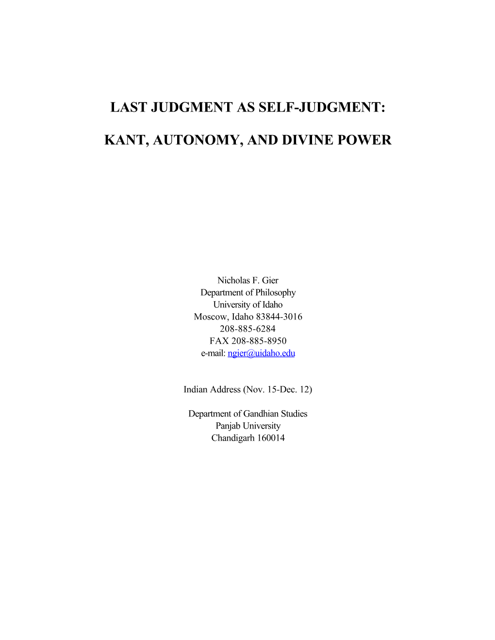 Last Judgment As Self-Judgment