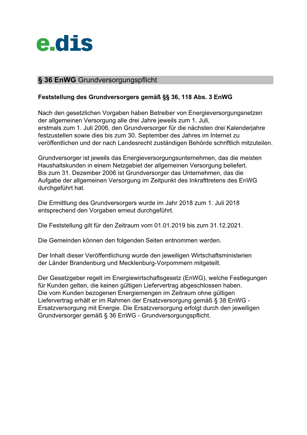 § 36 Enwg Grundversorgungspflicht