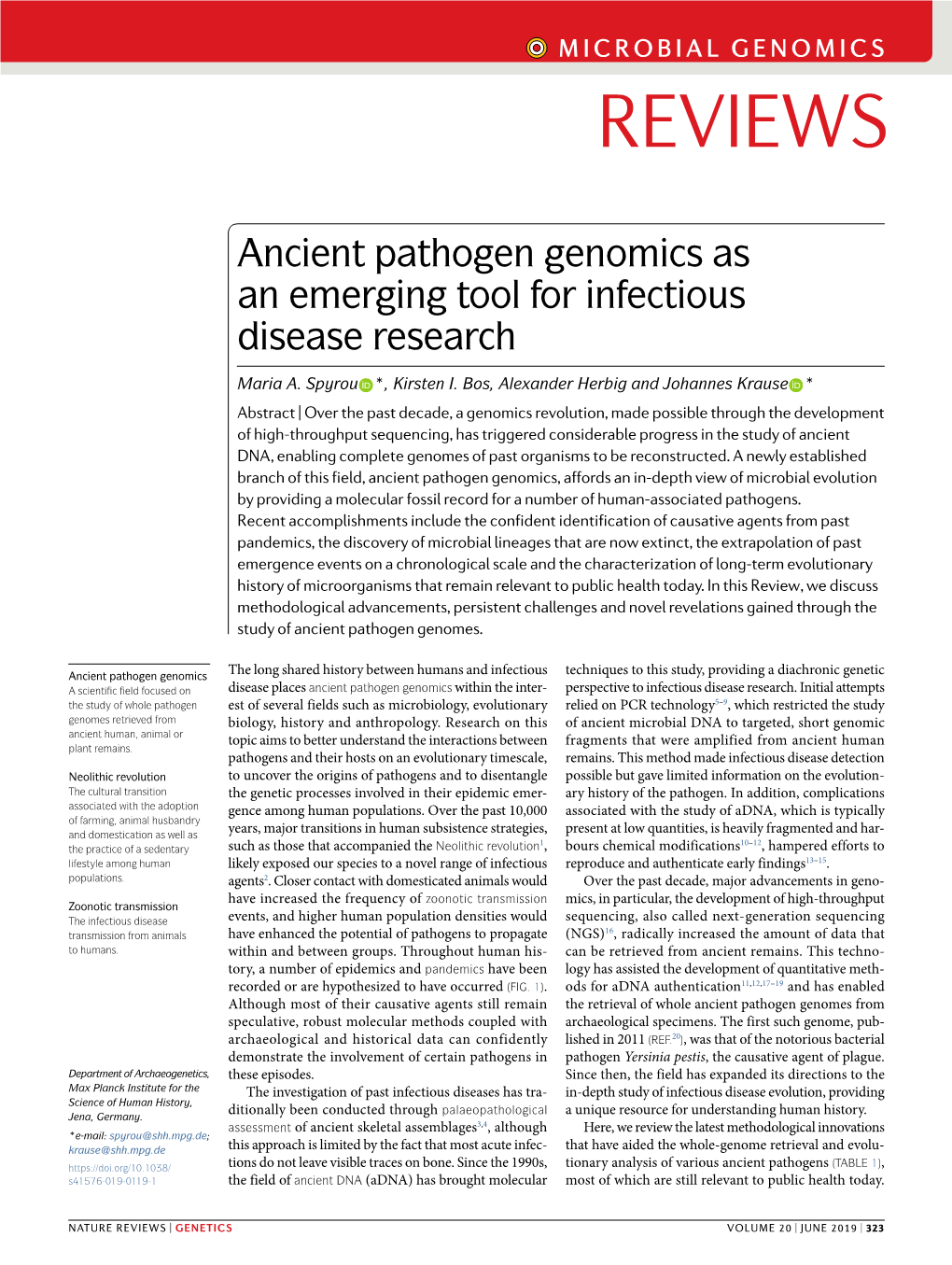 Ancient Pathogen Genomics As an Emerging Tool for Infectious Disease Research