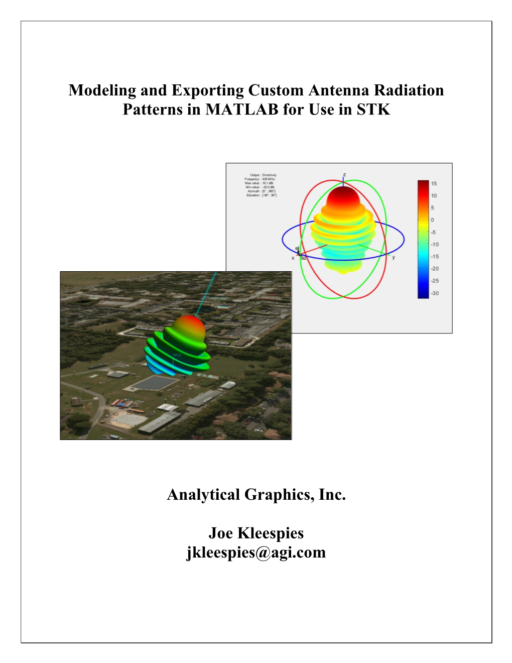 Modeling and Exporting Custom Antenna Radiation Patterns in MATLAB for Use in STK