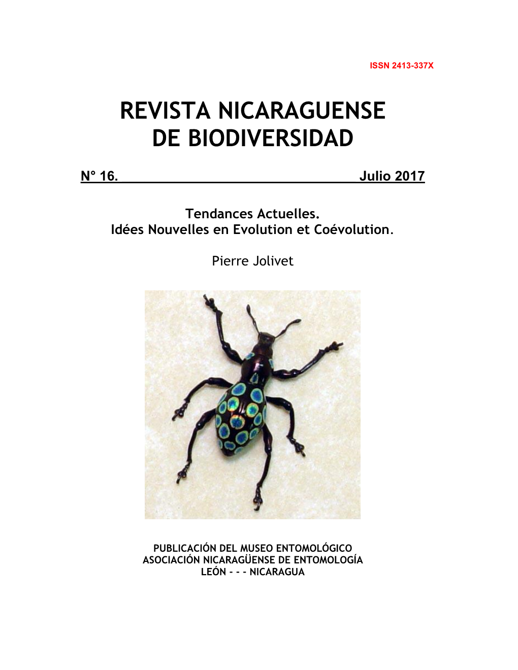 Revista Nicaragüense De Entomología. Número 73. 2013