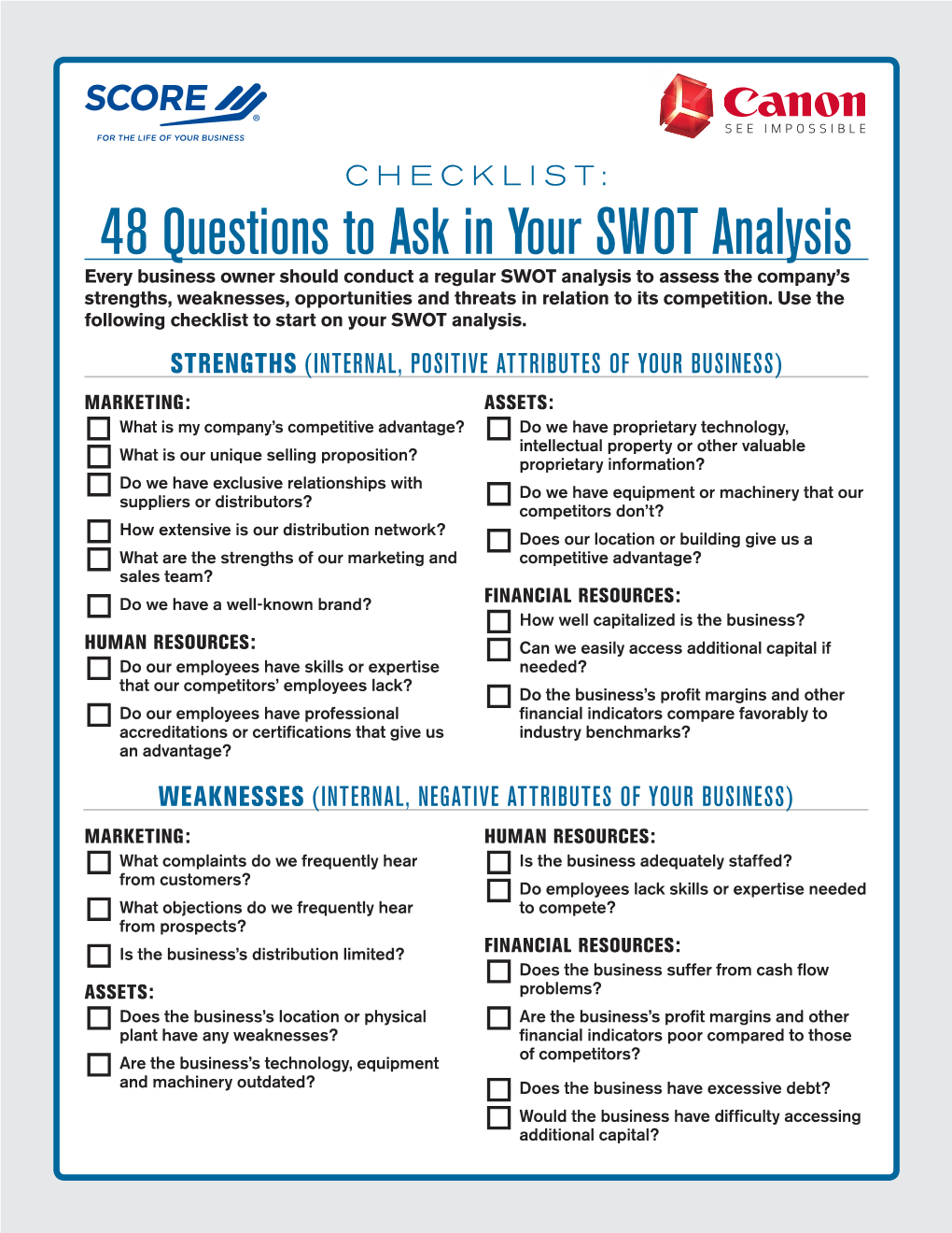 48 Questions to Ask in Your SWOT Analysis