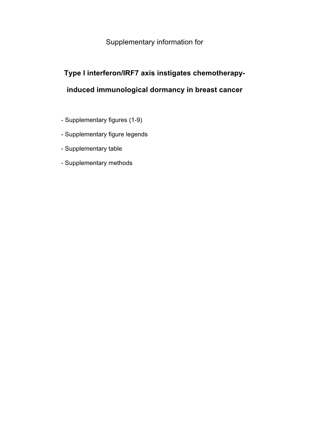 Supplementary Information for Type I Interferon/IRF7 Axis Instigates