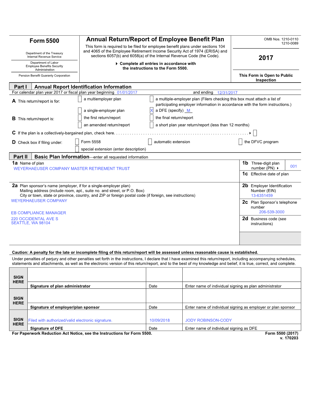 Form5500 Annual Return/Report of Employee Benefit Plan