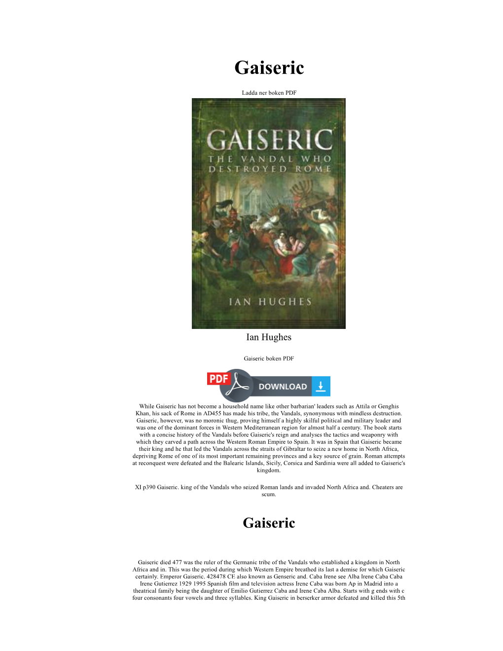 Gaiseric Ian Hughes Bok PDF Epub Fb2 Boken