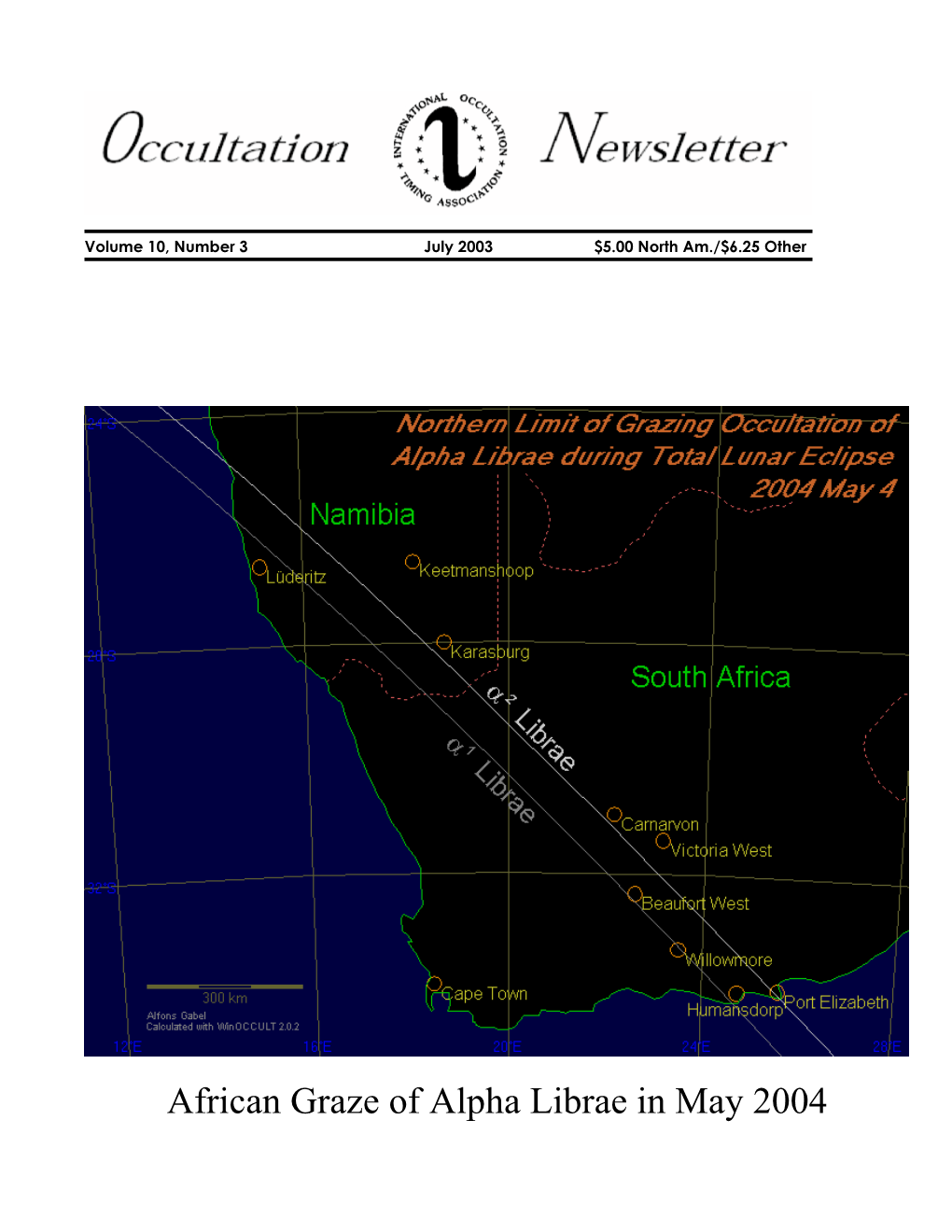 Occultation Newsletter Volume 8, Number 4