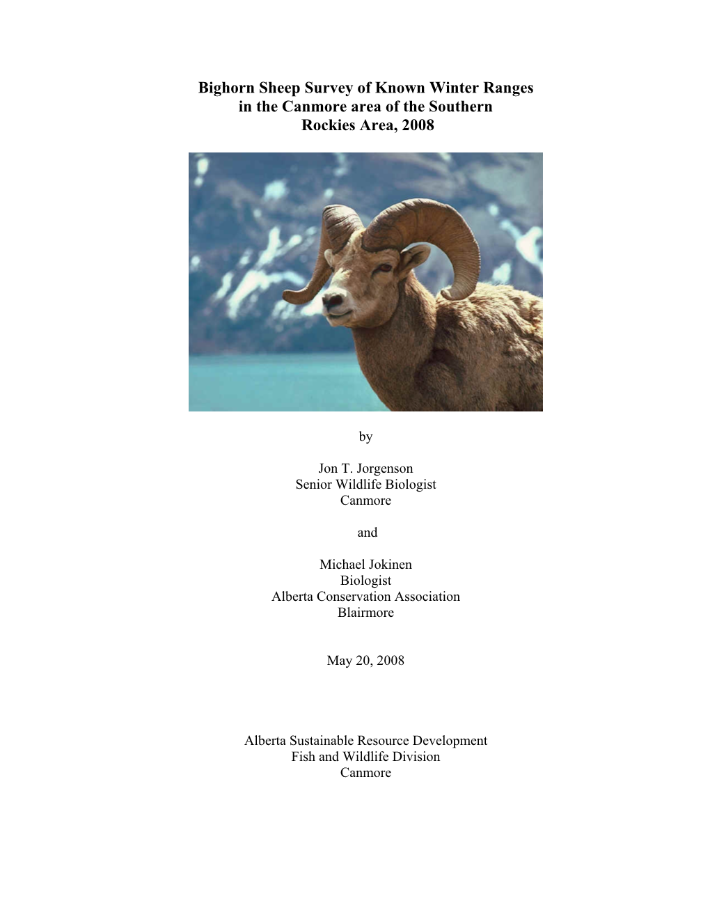 Bighorn Sheep Surveys of Know Winter Ranges