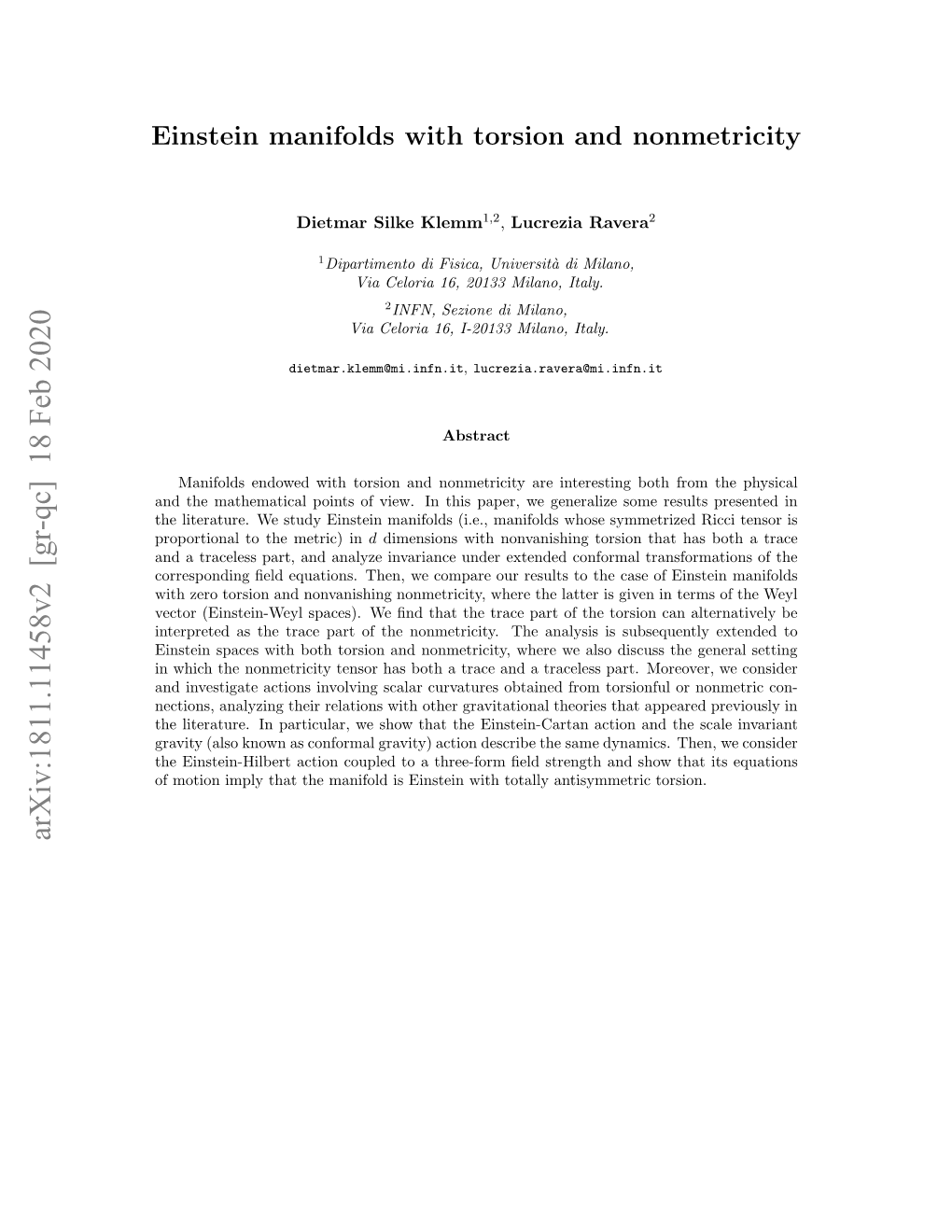 Einstein Manifolds with Torsion and Nonmetricity