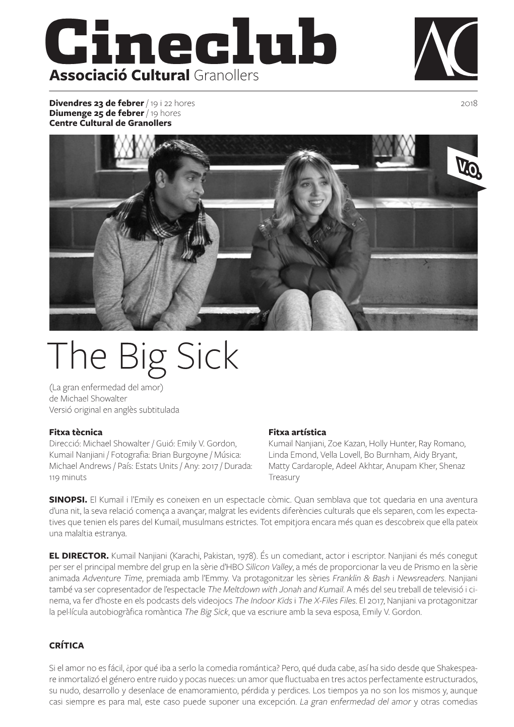 The Big Sick (La Gran Enfermedad Del Amor) De Michael Showalter Versió Original En Anglès Subtitulada