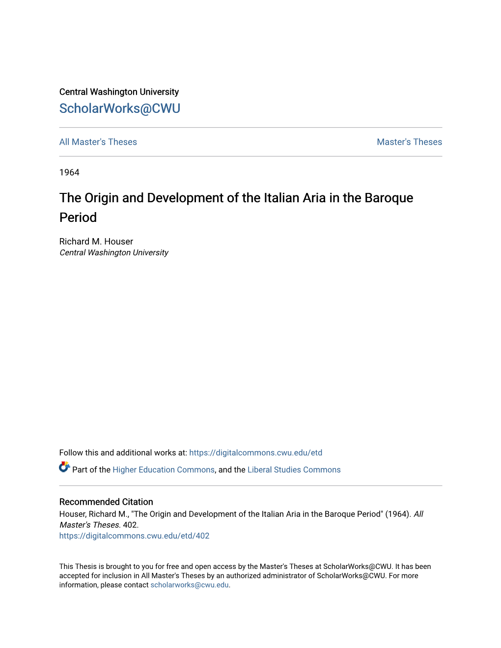 The Origin and Development of the Italian Aria in the Baroque Period