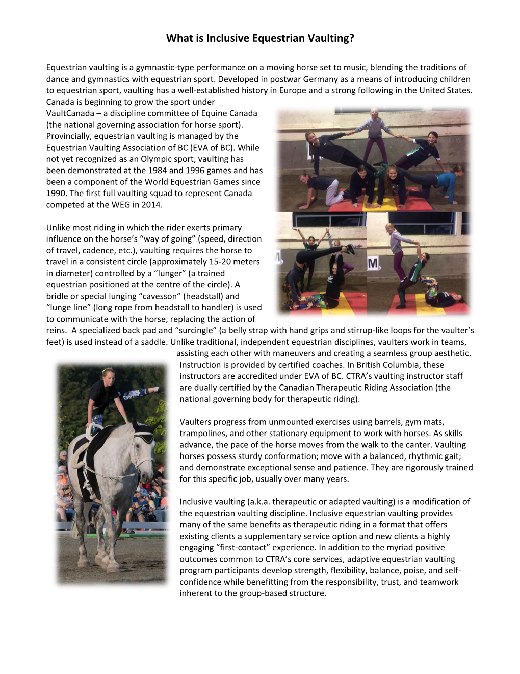 What Is Inclusive Equestrian Vaulting?
